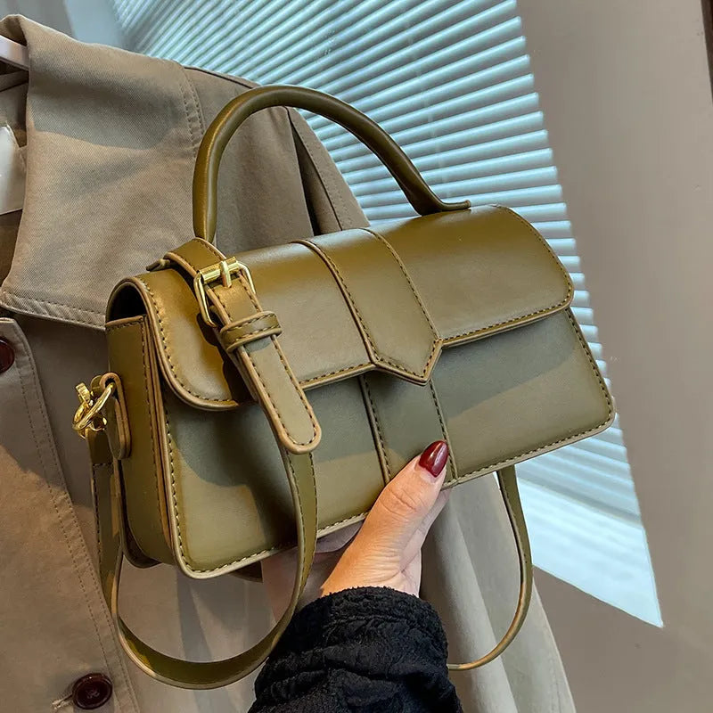 Women's horizontal square messenger bag in beige colour with sandwich pocket and file compartment