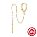 S925 sterling silver geometric ear clip stud earrings with flower and tassel elements in gold electroplated finish