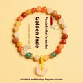 Handmade Chinese style bracelet with safety buckle closure showing 6mm natural stone beads