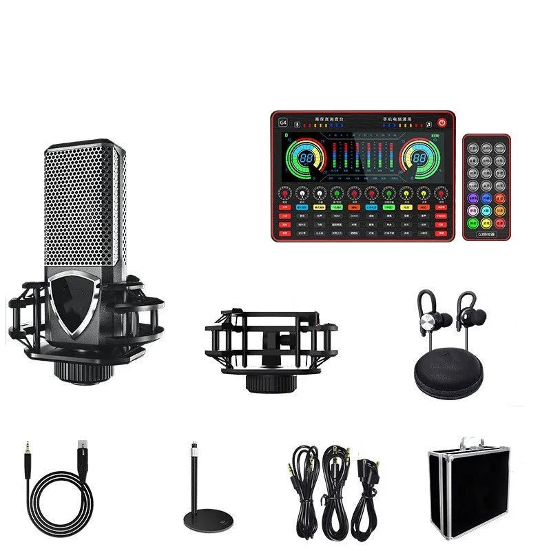 G4 professional USB sound card and capacitor microphone set with colour LCD display and remote control.