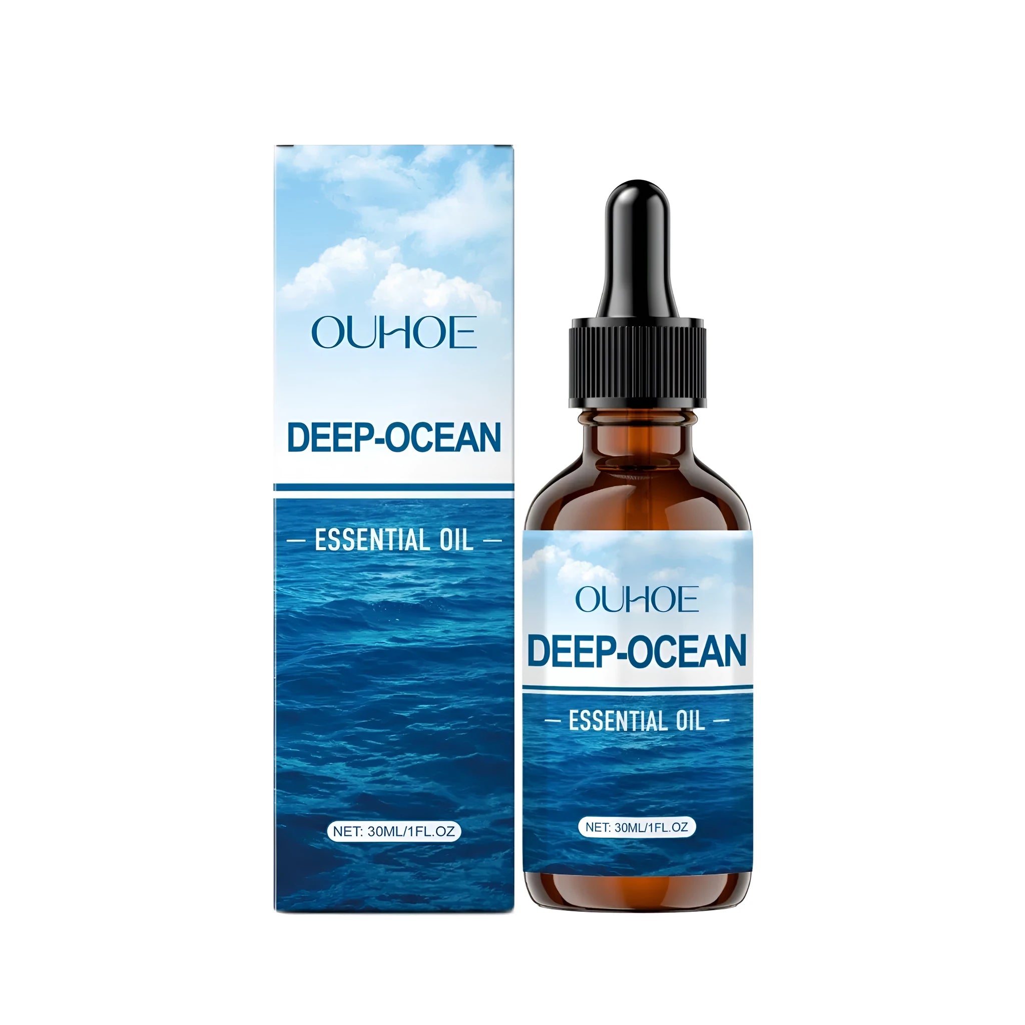 30ml glass bottle of Deep-Ocean essential oil for aromatherapy diffusers.