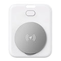 White ABS plastic pet tracking device showing portable attachment method