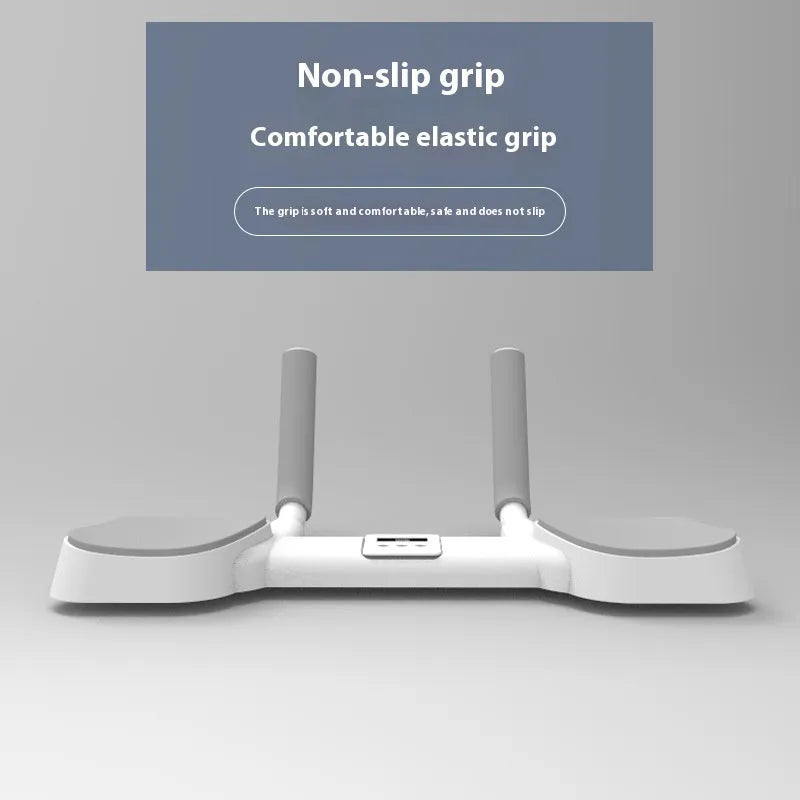 White flat support trainer with alloy aluminium tube frame and ABS plastic components on a floor.