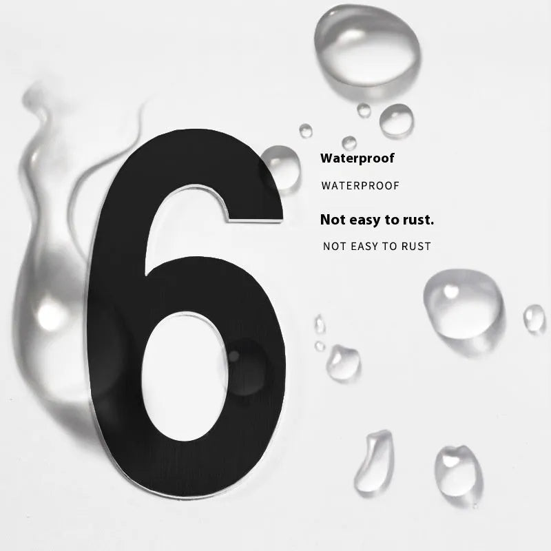 Black stainless steel sticky digital house number showing the character '5' at 7.5cm size