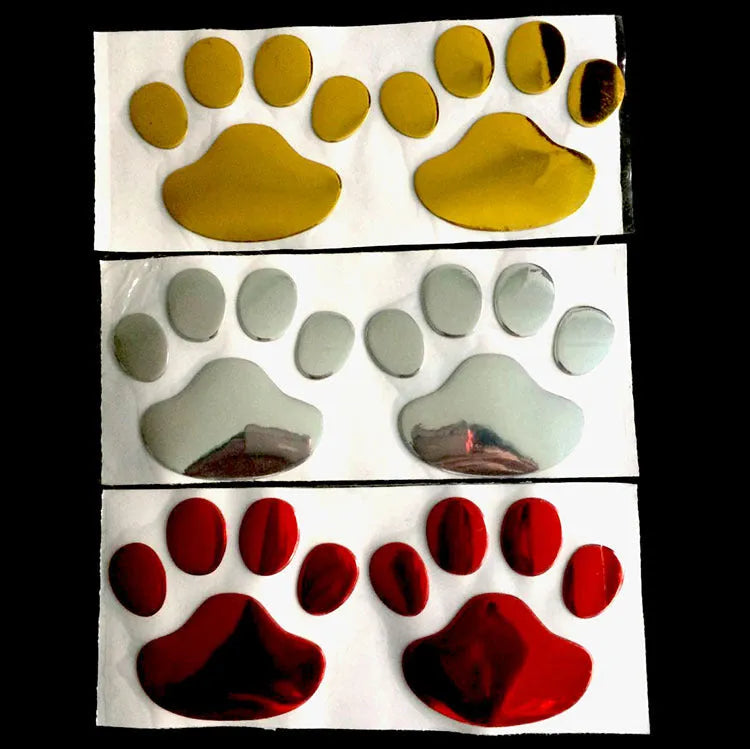 PVC car sticker with dog footprints pattern measuring 7cm long in hand-shaped brush design