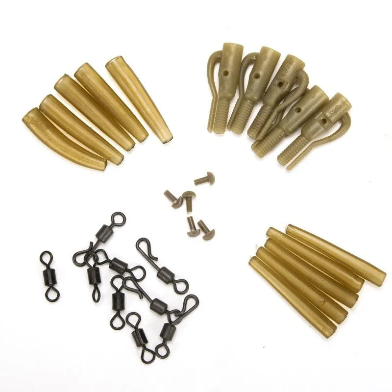 30 piece European carp fishing accessory set with anti-winding pipes, threaded hoses, rotation components and screws