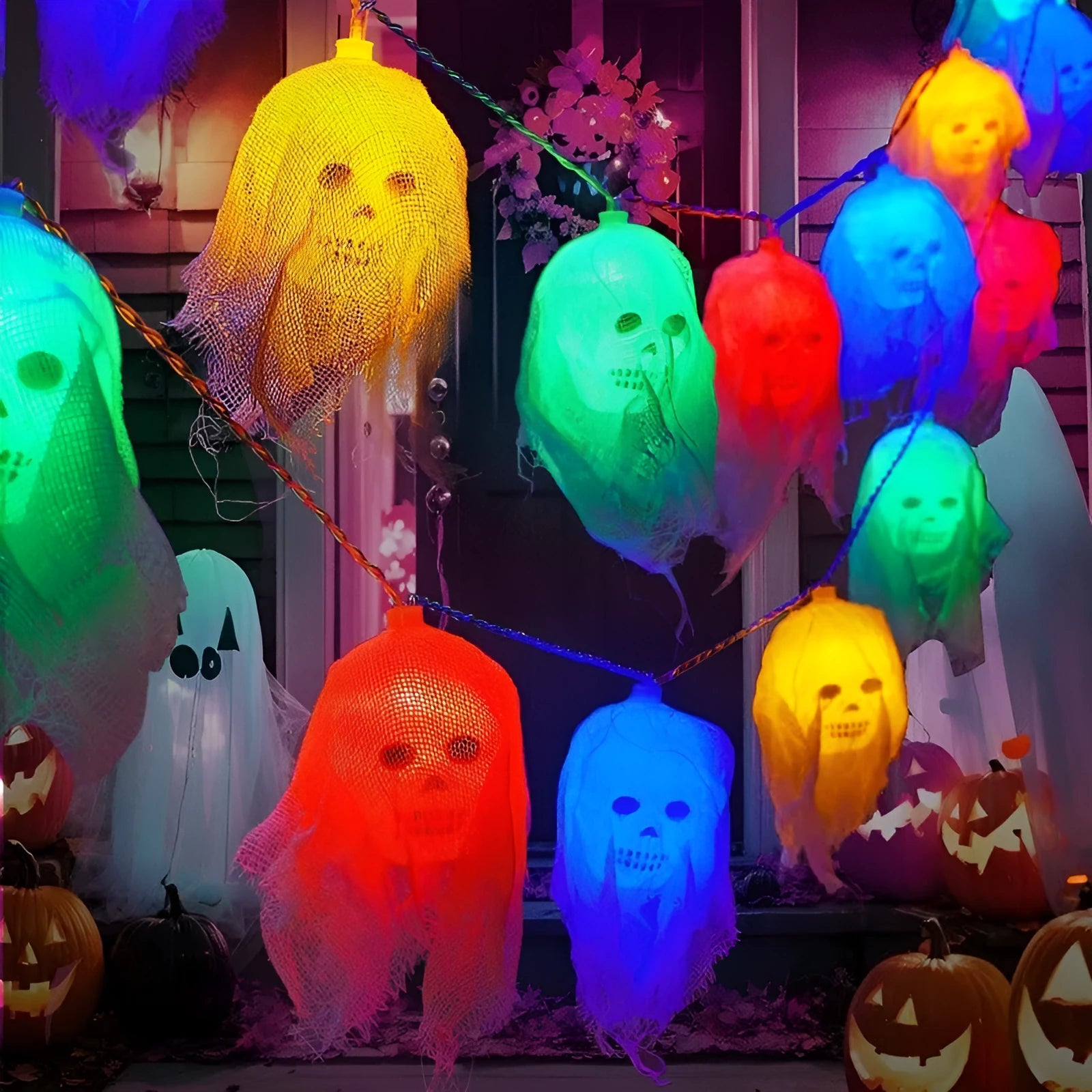 Halloween coloured LED light strand with plastic shell and battery box for indoor wall decoration