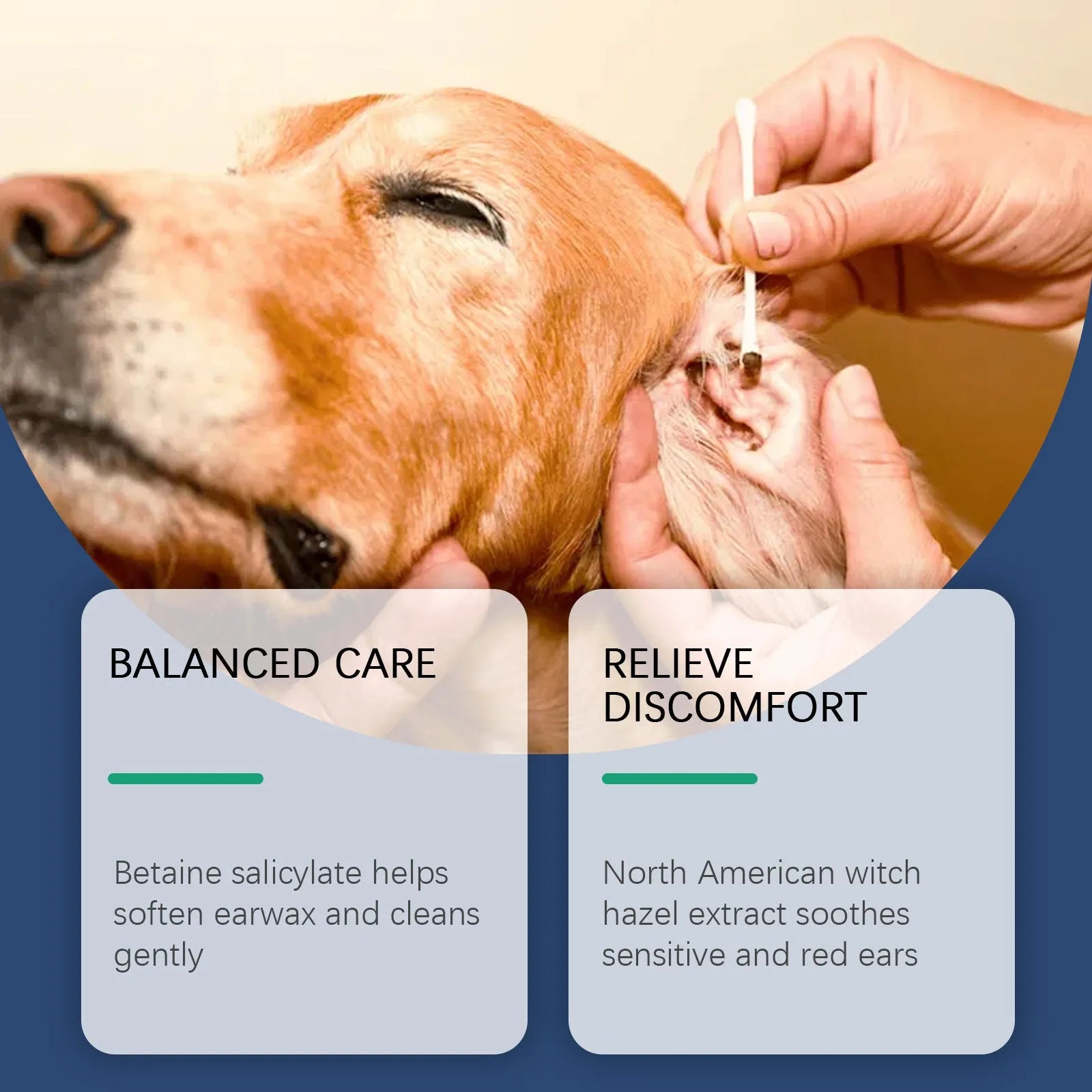 100ml bottle of dog and cat ear cleaning solution for gentle earwax removal