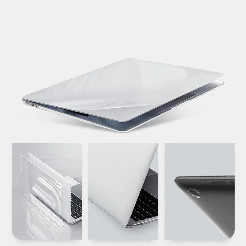 MacBook Pro protective hard shell case in transparent and black options for 14.2-inch and 16.2-inch models