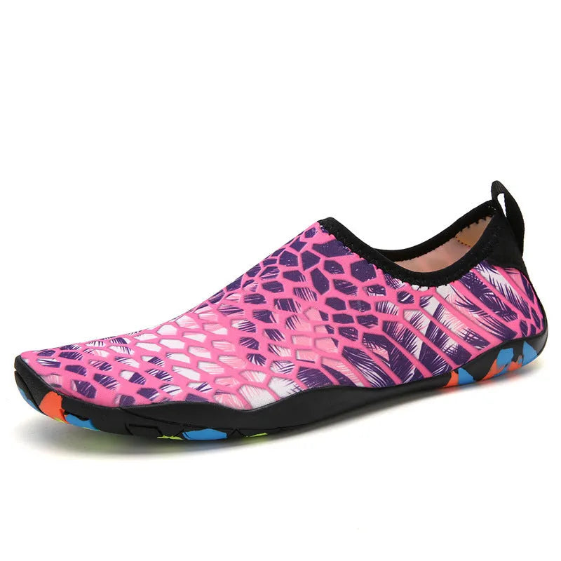 Beach wading shoes in multiple colours with Lycra upper and EVA foam sole.