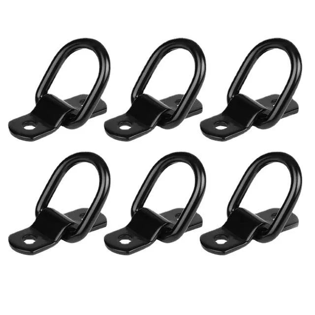 Black carbon steel truck floor hook with a galvanised silver pull ring