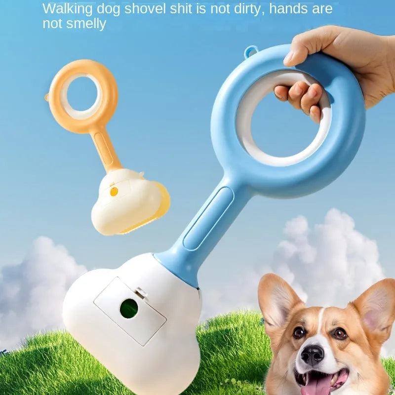 Blue cloud shape jaw dog poop scooper with comfortable grip for outdoor waste cleanup