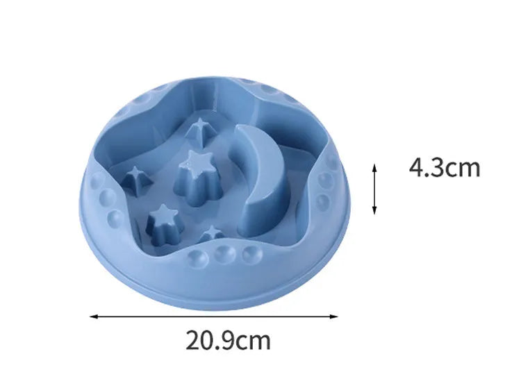 Blue Moon Star Wings pet slow feed bowl with raised centre and non-slip base.