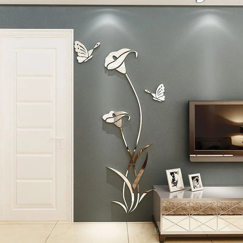Lily 3D stereo acrylic wall sticker in multiple colours and sizes with left and right orientation options