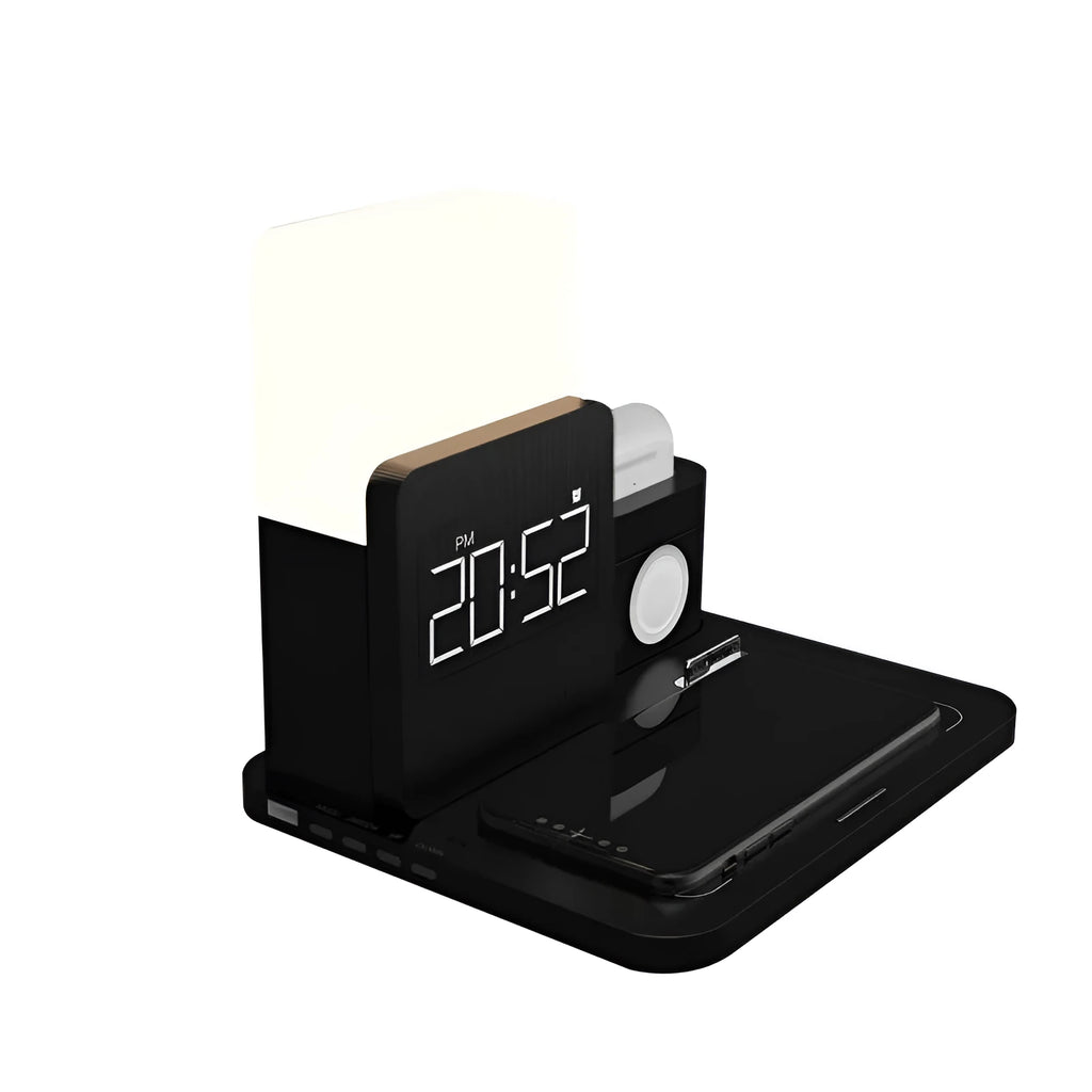 3-in-1 wireless charging stand for phone, watch, and earbuds in dark green colour
