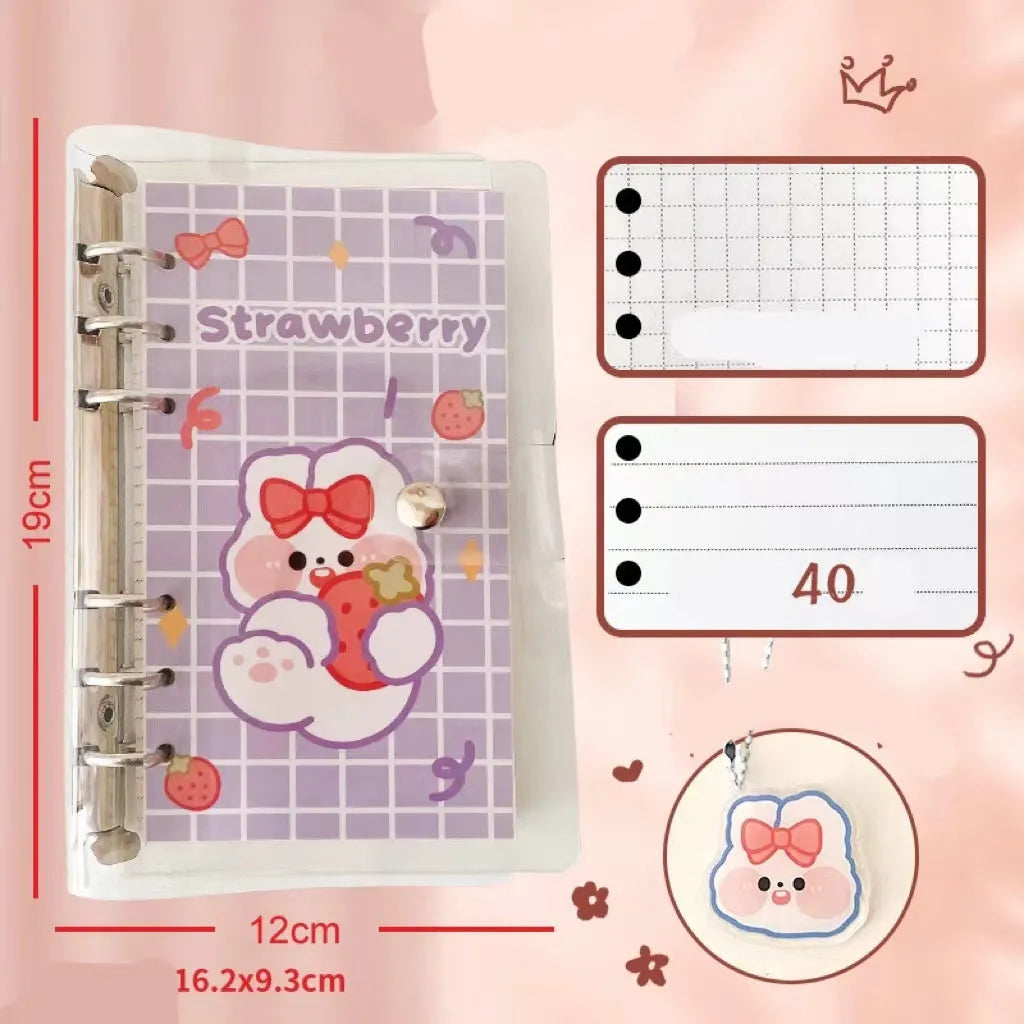 A6 loose-leaf notebook with girl heart character design, 80 sheets, 6-hole punch for student binders
