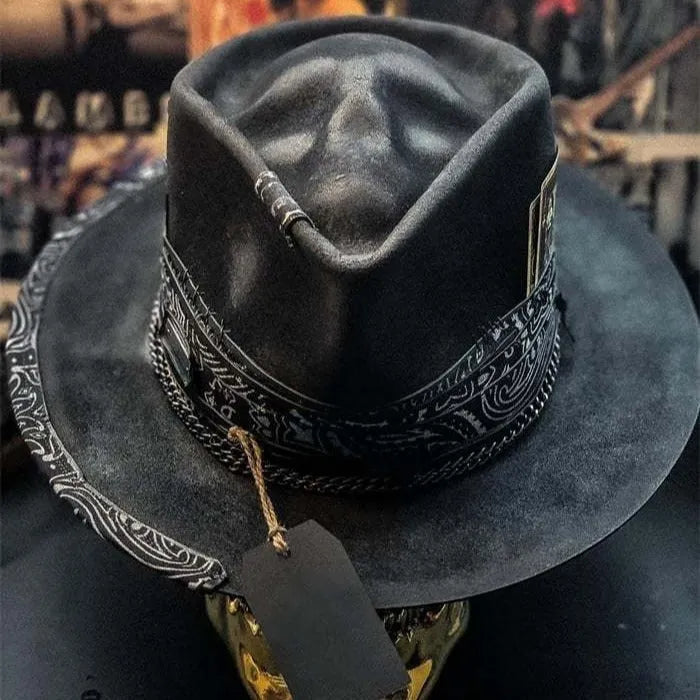 Handmade wool skull hat with conical crown design shown in single colour option