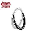 Titanium alloy L-shaped fork nose ring in silver, gold, black, rose gold and colourful finishes on a white background.