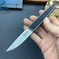 Folding fruit knife with stainless steel blade in black, coffee, or red colour measuring 17cm total length