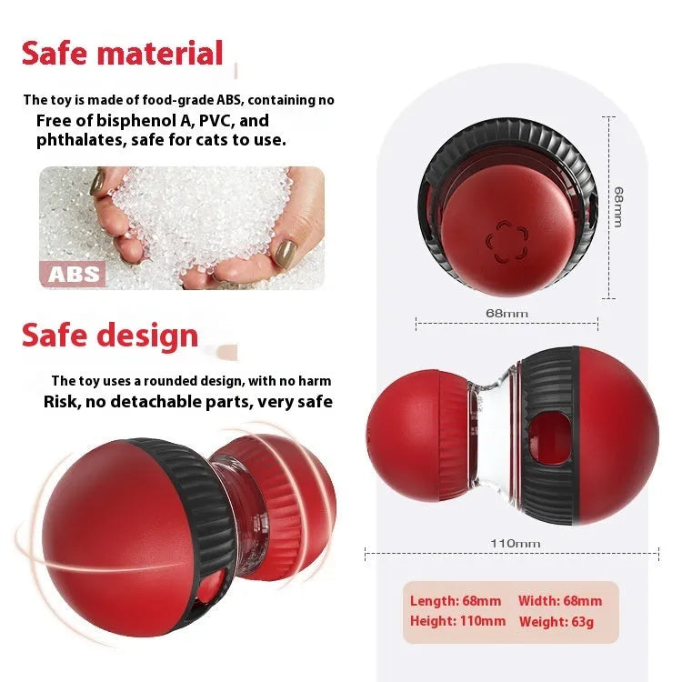Rotating plastic cat toy with colourful super ball design and food dropping mechanism