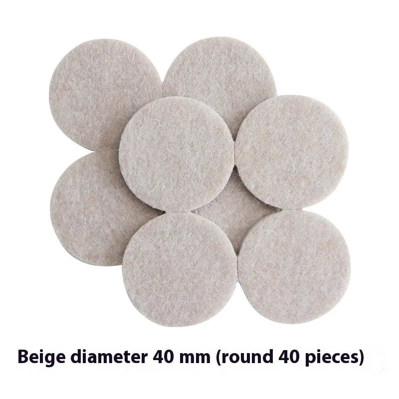 Beige plastic chair leg stoppers set with square and round floor protection pads in different sizes