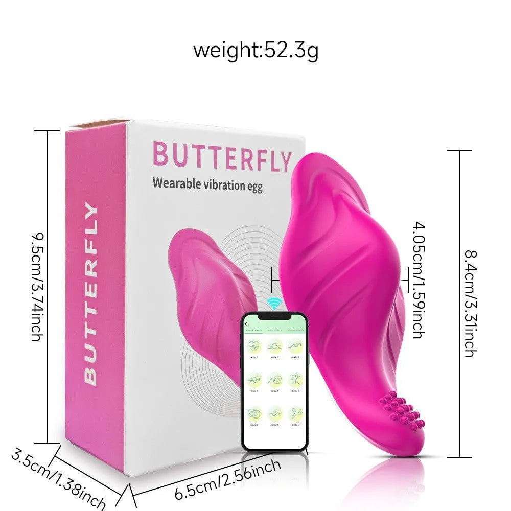 Rose red silicone butterfly-shaped female massager with APP remote control