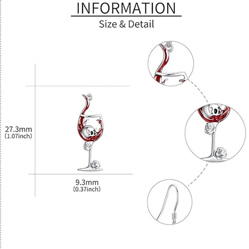 Halloween skull and wine glass geometric earrings in zinc alloy with electroplated finish