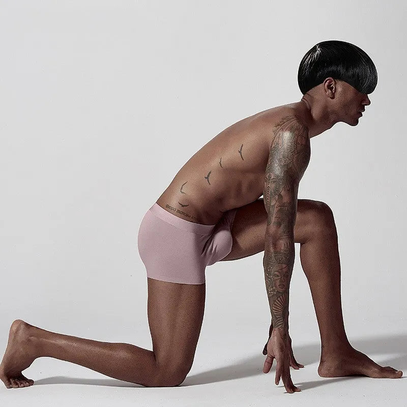 Seamless modal men's underwear brief in green colour showing mid-waist fit