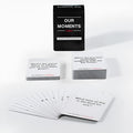 Black coated paper box of Our Time Lovers Edition communication cards for couples, showing dimensions.