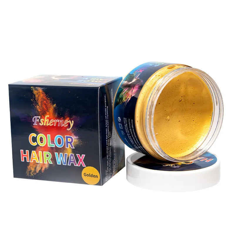 120g hair styling clay container showing colour options including blue, green, orange, purple, red, and grey