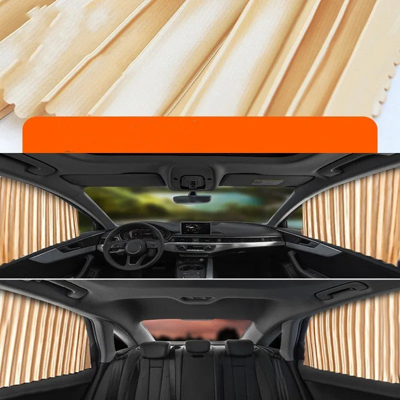 Auto retractable car sunshade roller blind in thick opaque cloth material