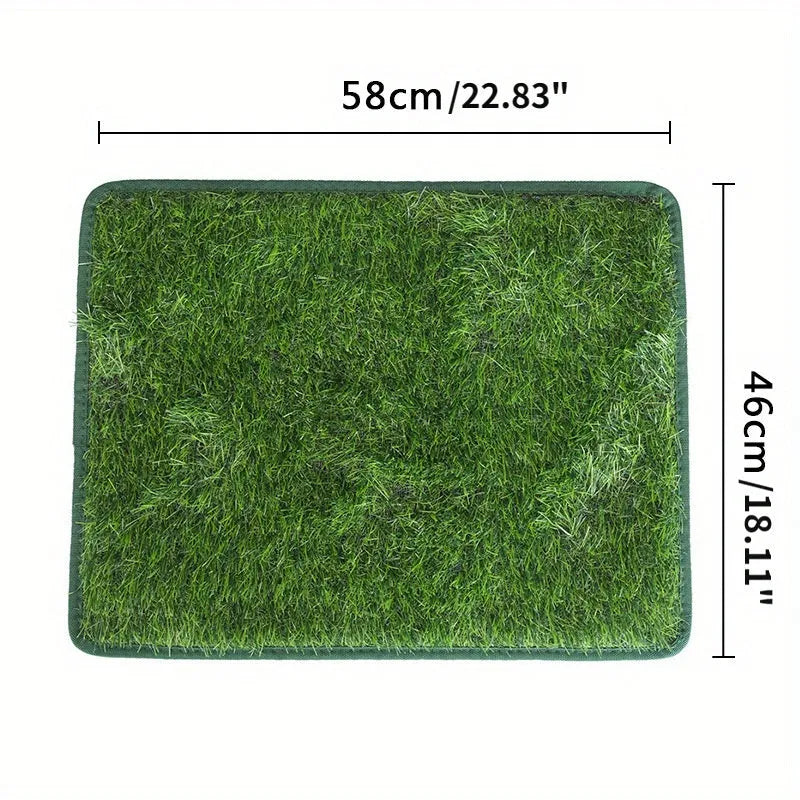 Artificial grass pet toilet training mat shown in three sizes for dogs and cats indoors