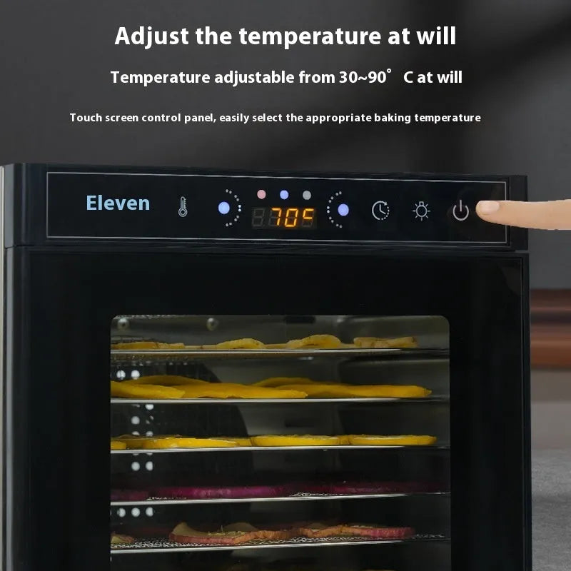 Stainless steel fruit dehydrator with 6 or 8 layers and LED panel for drying food