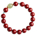 Purple gold sand cinnabar and Hetian jade bead bracelet with coated metal, showing geometric ellipse beads.
