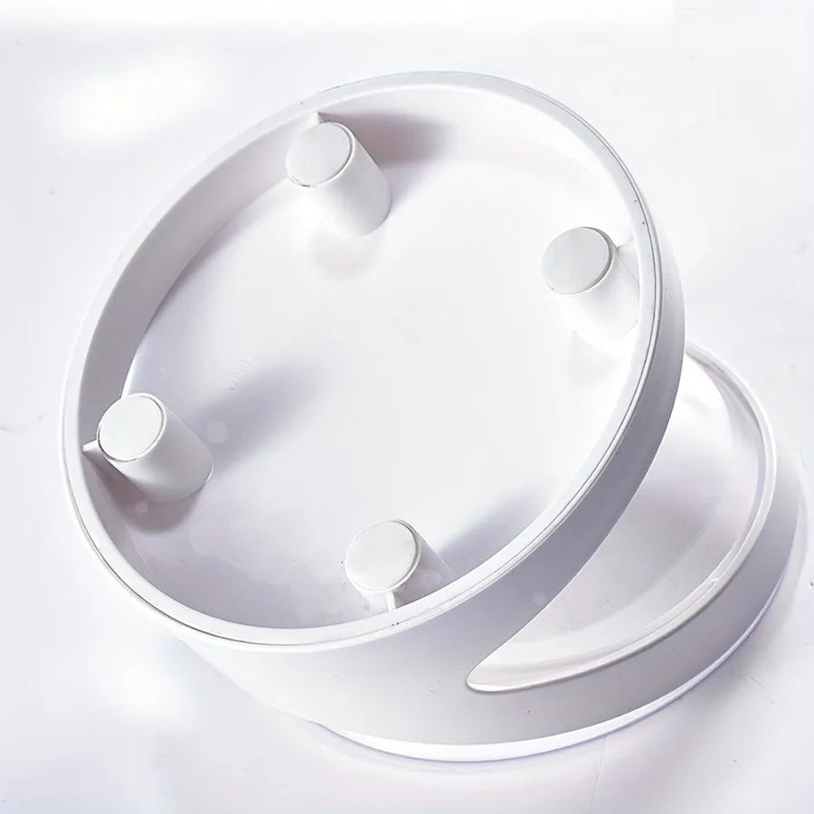 White elevated tilt cat food bowl made from clear durable plastic.