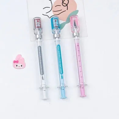 Vaccine design novelty gel pen with 0.5mm black refill, plastic construction, 15.7cm length