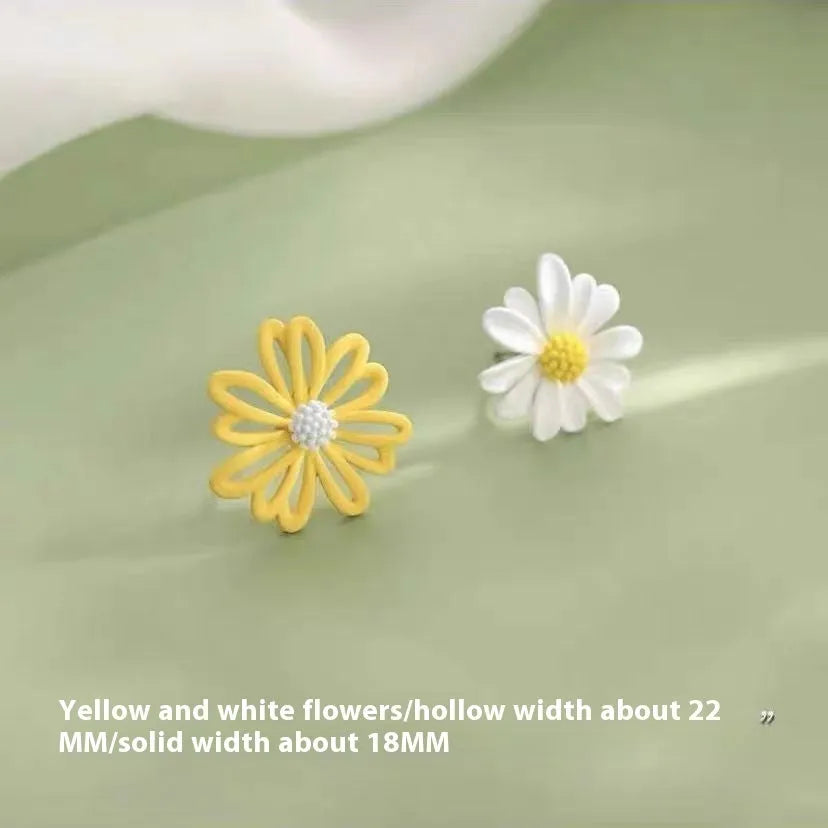 Little Summer alloy flower stud earrings in blue orange, white green, or yellow white colour combinations