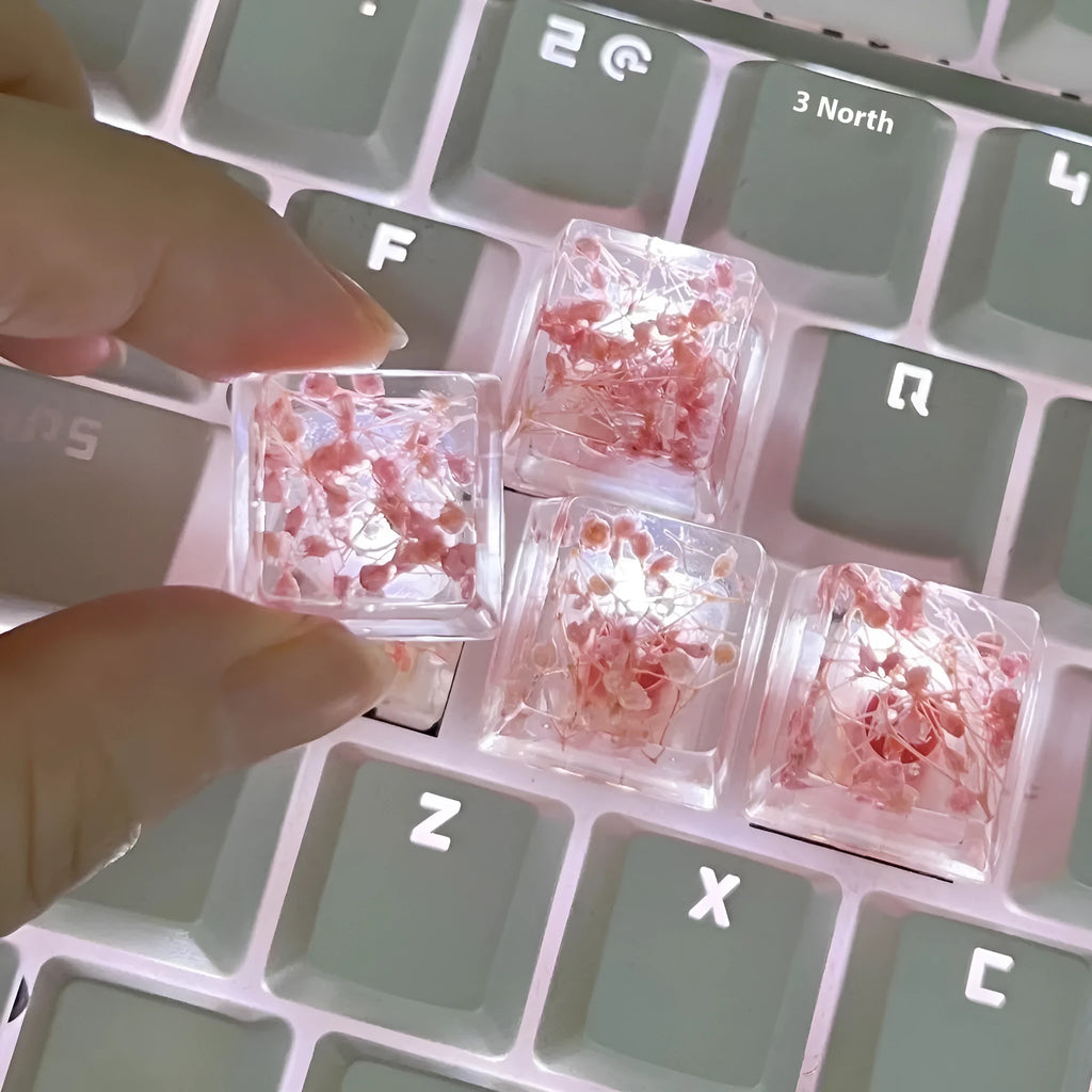 High transparency starry sky design resin keycap for mechanical keyboards in green colour
