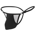 Men's ice silk T-back briefs with geometric pattern and thin adjustable elastic straps