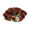 108-bead alloy bracelet with a multi-layer lotus charm in a natural tourmaline colour.
