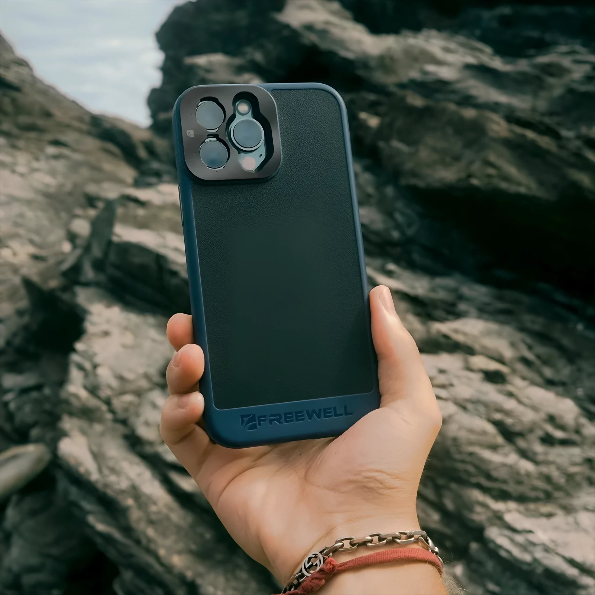 Black phone case compatible with iPhone 13 Pro, 14 Pro and 15 Pro models