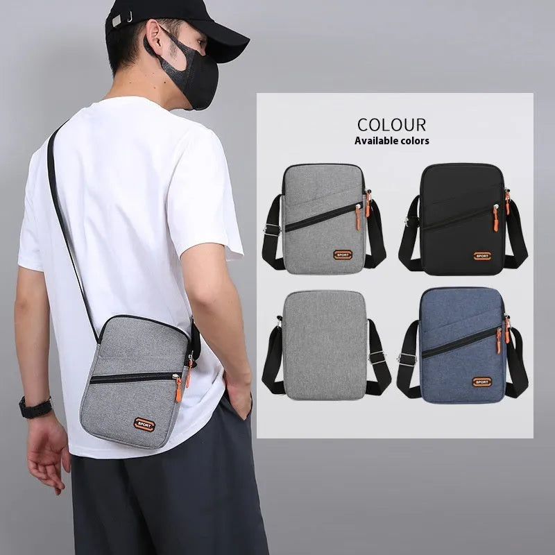 Oxford cloth ultra-light crossbody commuter bag in silver grey, black, or navy blue.