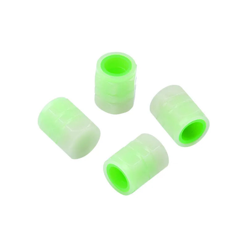 Rubber luminous valve caps for car tyres in 4 or 8 piece sets, 16mm by 12mm size