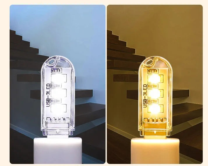 Small white USB baby night light with dual white and warm light settings