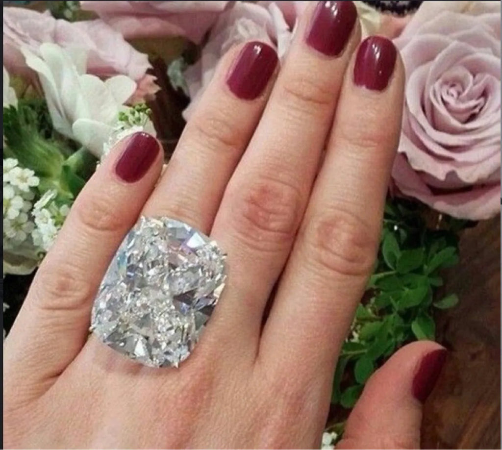 Women's geometric square ring with inlaid diamond detail in white gold colour finish
