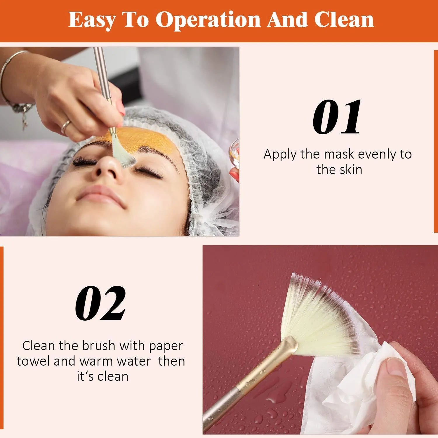 10 professional facial fan brushes with champagne finish handles and protective covers for makeup and treatment application
