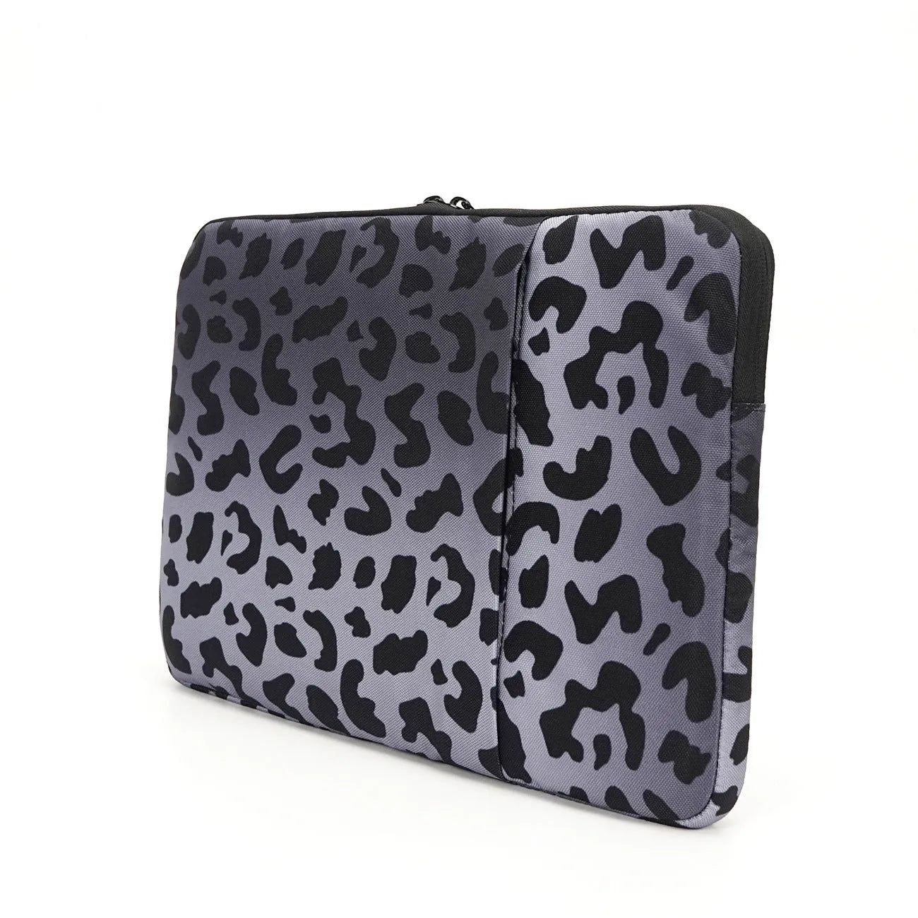 Leopard print laptop sleeve for 13-inch to 16-inch laptops with waterproof polyester construction