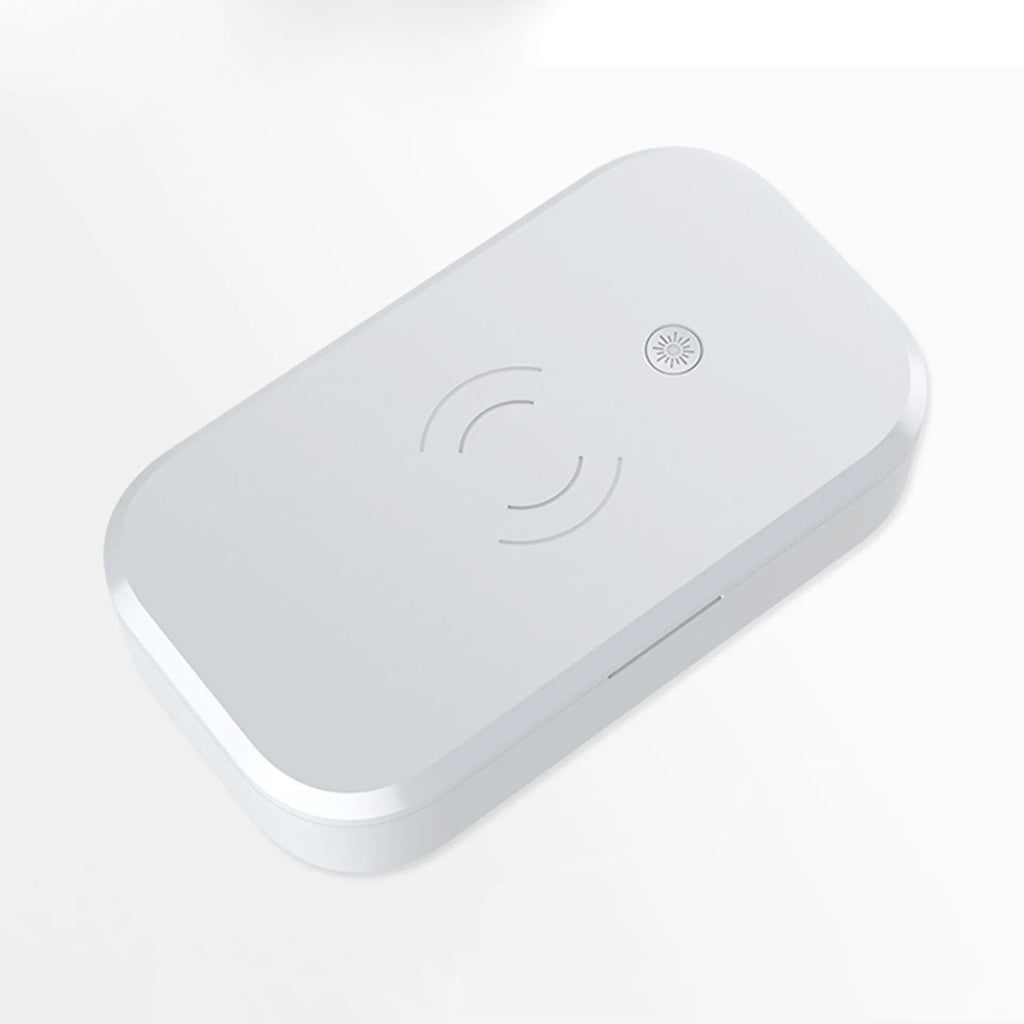 UV disinfection box for nail tools with wireless mobile phone charging in portable 380g design