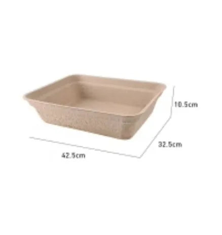 Brown disposable waterproof cat litter box shown in three different sizes.