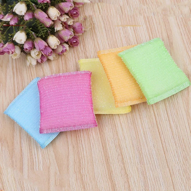 Macaron coloured pinstripe fabric dishwashing sponge mop for wet and dry kitchen cleaning.